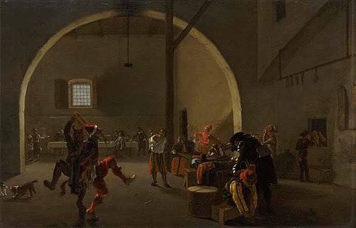 Carnival revellers in a tavern, 1635, Pieter van Laer