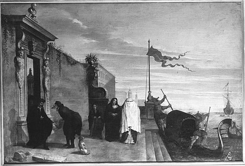 Gondel an venezianischer Steintreppe (?), 1620, Pieter van Laer