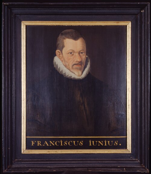 Portret van Franciscus Junius, hoogleraar Godgeleerdheid en Hebreeuws te Leiden, 1610, Jacob Matham