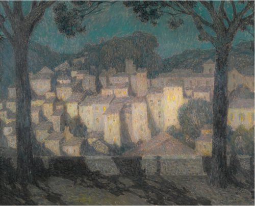 Le village au clair de lune (representation de Bormes-les-Mimosas), 1928, Henri Le Sidaner