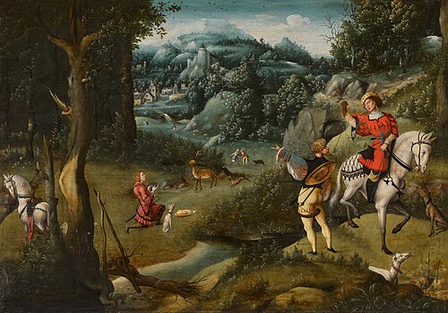 Saint Hubert in a landscape, 1523, Jan Mostaert