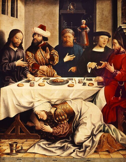 Magdalene Washing the Feet of Christ, 1515, Jan Mostaert