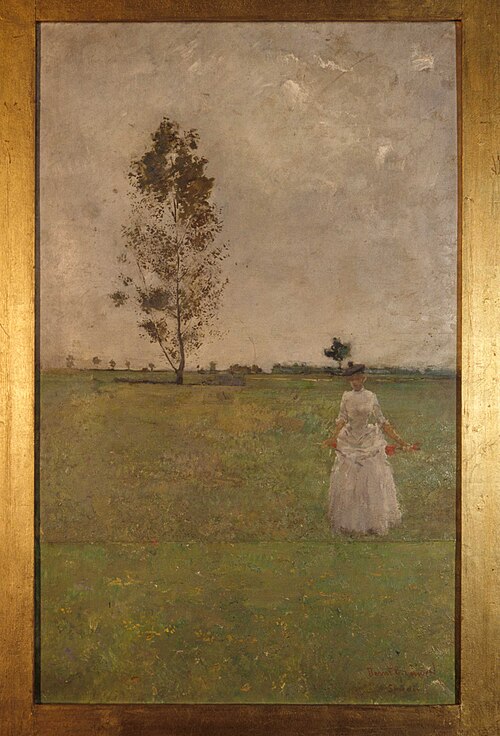 Maleri. Landskap m/kvinne, 1880, Bernt Borchgrewink Grönvold