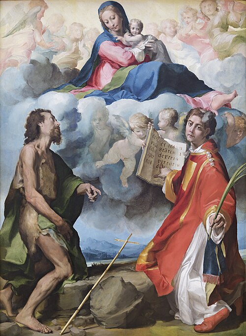 La Vierge glorieuse entre saint Jean-Baptiste et saint Étienne, 1537, Michelangelo Anselmi
