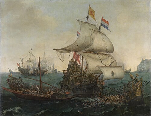 Dutch ships ramming Spanish galleys off the English coast, 3 October 1602, 1617, Hendrick Cornelisz Vroom