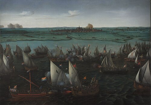 Battle between Dutch and Spanish Ships on the Haarlemmermeer, 1629, Hendrick Cornelisz Vroom
