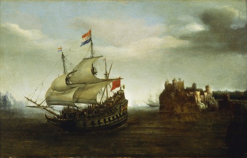 A Castle with a Ship Sailing Nearby, 1626, Hendrick Cornelisz Vroom