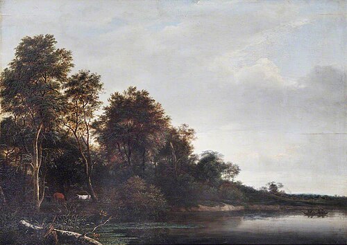 Wood Scene and River, , Cornelis Vroom