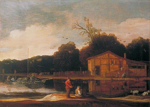 Cottage on a Canal with a Trekschuit, , Cornelis Vroom