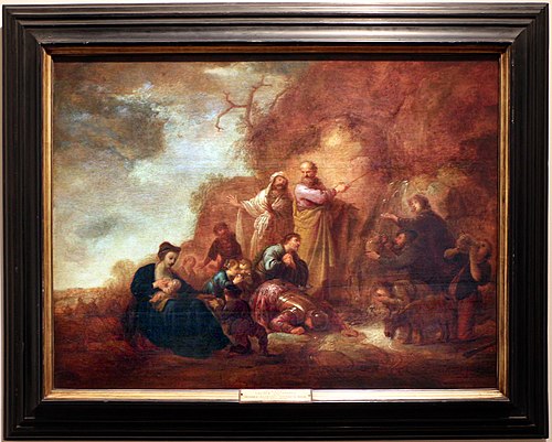 mosè fa scaturire l'acqua dalla roccia, , Jacob de Wet