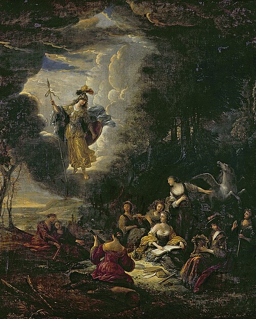 Athena visiting the Muses, 1650, Jacob de Wet