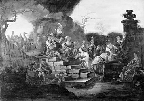 Merry Company by a Fountain, , Jacob de Wet