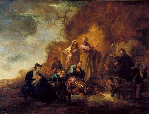 Moisés no Rochedo de Horeb, 1640, Jacob de Wet