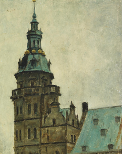 View of Frederiksborg castle., 1919, Svend Hammershøi