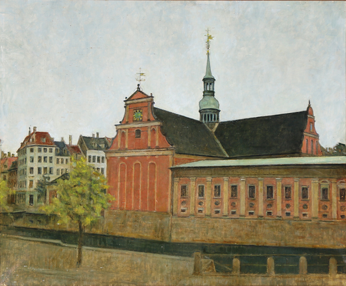 View of Holmens Church in Copenhagen., 1919, Svend Hammershøi