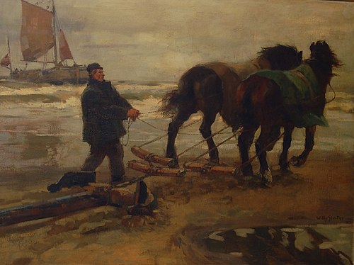 Working Horses on the Beach, 1909, Willy Sluiter