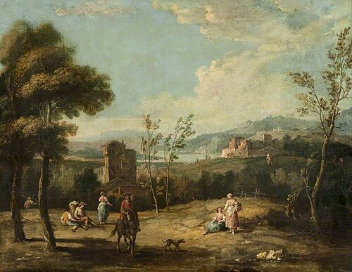 Landscape with a Horseman and Peasants, , Giuseppe Zais