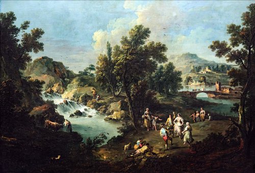 Paysage avec ruisseau et villageois dansants, 1730, Giuseppe Zais