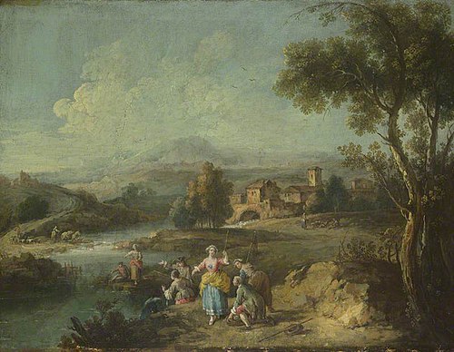 Landscape with a Group of Figures Fishing, 1775, Giuseppe Zais