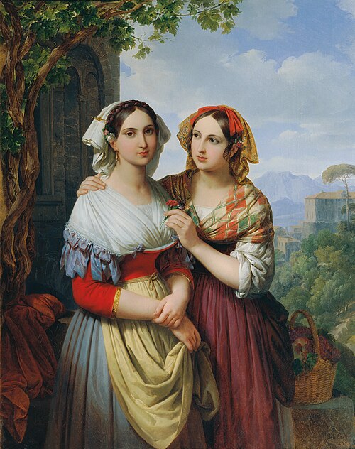 Two Girls in a Landscape, 1842, Johann Ender