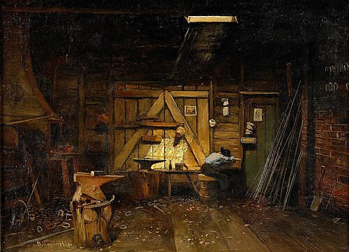 Old Smithy in Uppland, 1895, Olof Hermelin