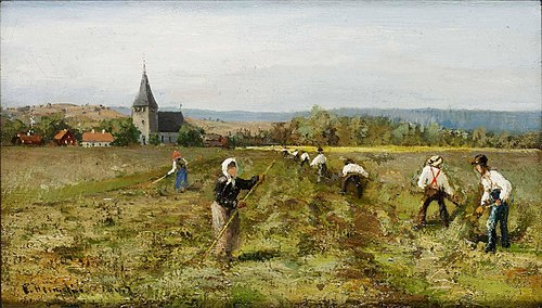 Landskap Med Skördande Bönder, 1901, Olof Hermelin