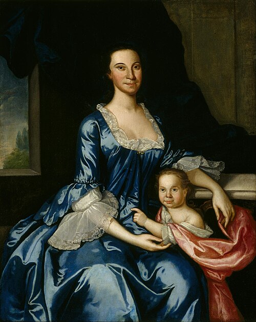 Portrait of Mrs. Matthew Tilghman (Anna Lloyd, 1724–1794) and Her Daughter, Anna Maria (1755–1843), 1757, John Hesselius