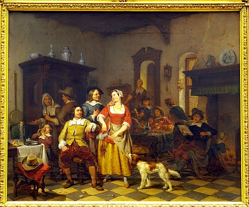 Jan Steen et Frans van Mieris dans une auberge, 1842, Willem Pieter Hoevenaar