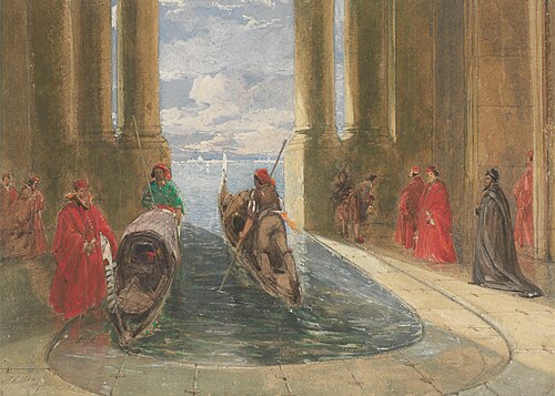 Venetian Dignitaries Boarding Gondolas, 1844, James Holland