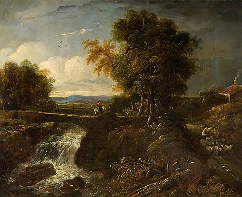 Bridge and Waterfall Scene, , James Holland