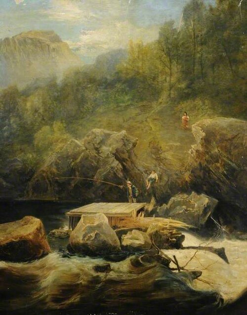A Highland River Scene with a Salmon Trap, , James Holland