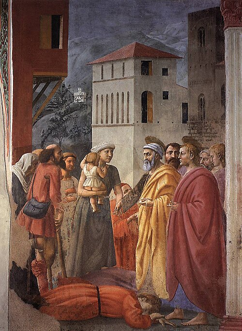 The Distribution of Alms and Death of Ananias, 1425, Masaccio
