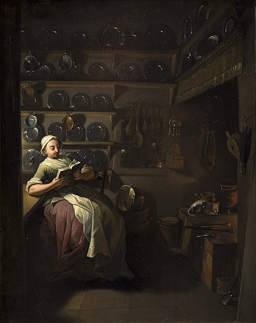 Kitchen Interior with a Girl Reading, 1764, Jens Juel