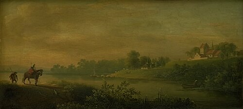 Et vadested ved foden af en kirke, 1789, Jens Juel