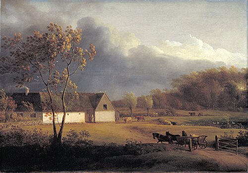 A Zealand farm during a gathering storm. Eigaard near Ordrup, 1793, Jens Juel