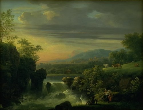 A Mountainous Landscape with a Waterfall. Sunrise, 1790, Jens Juel
