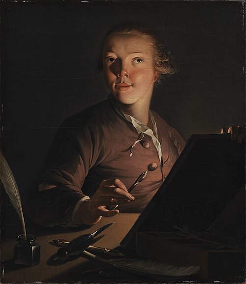 Self-portrait by artificial light, 1762, Jens Juel