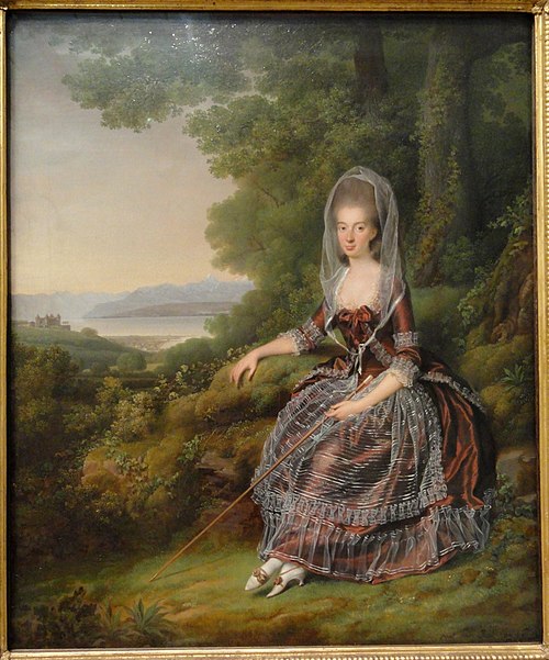 La Baronne Matilda Guiguer de Prangins dans son parc près du Lac Léman, 1779, Jens Juel