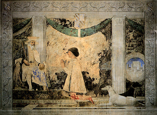 Sigismondo Pandolfo Malatesta en prière devant saint Sigismond, 1451, Piero della Francesca