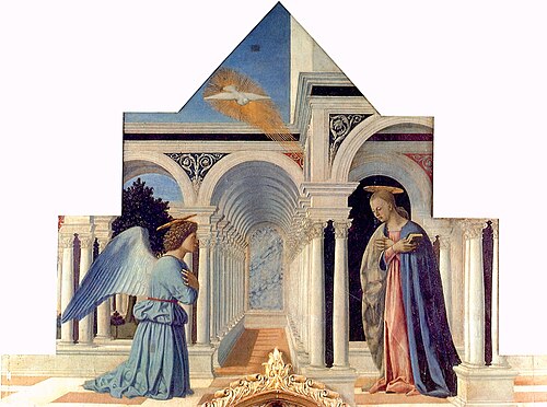 Annunciation (St. Anthony), 1460, Piero della Francesca