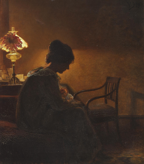 The girl and the kitten., 1895, Valdemar Henrik Nicolai Irminger