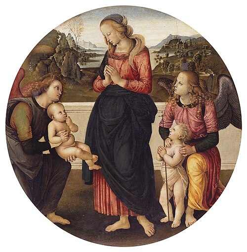 The Virgin Adoring the Child with John the Baptist as a Child and two Angels, 1500, Le Pérugin
