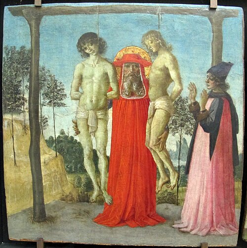 Saint Jérôme soutenant deux jeunes pendus, 1473, Le Pérugin