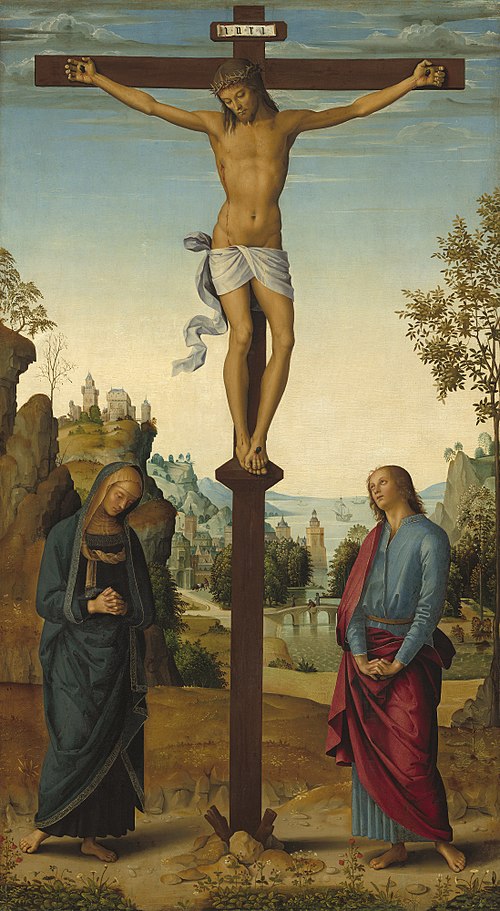 The Crucifixion with the Virgin, Saint John, Saint Jerome, and Saint Mary Magdalene [middle panel], 1483, Le Pérugin
