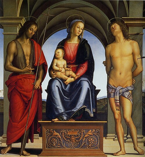La Vierge à l'Enfant entre les saints Jean-Baptiste et Sébastien, 1493, Le Pérugin