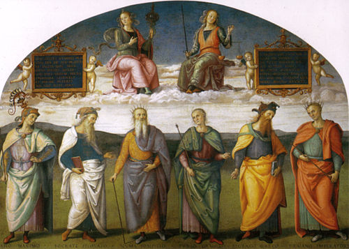 Prudence et Justice avec six sages antiques, 1497, Le Pérugin