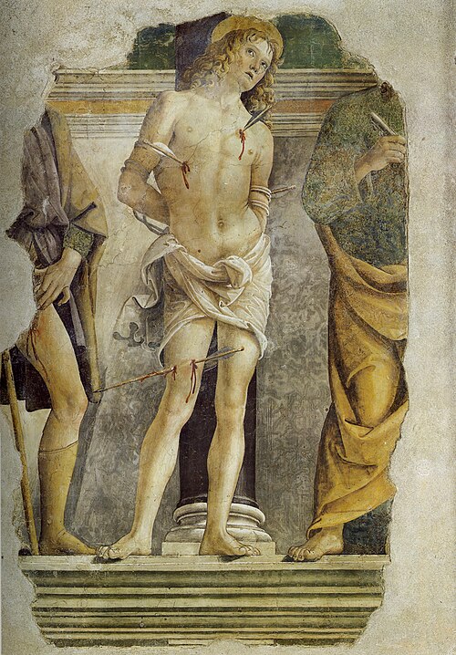 Saint Sébastien entre les saints Roch et Pierre, 1478, Le Pérugin