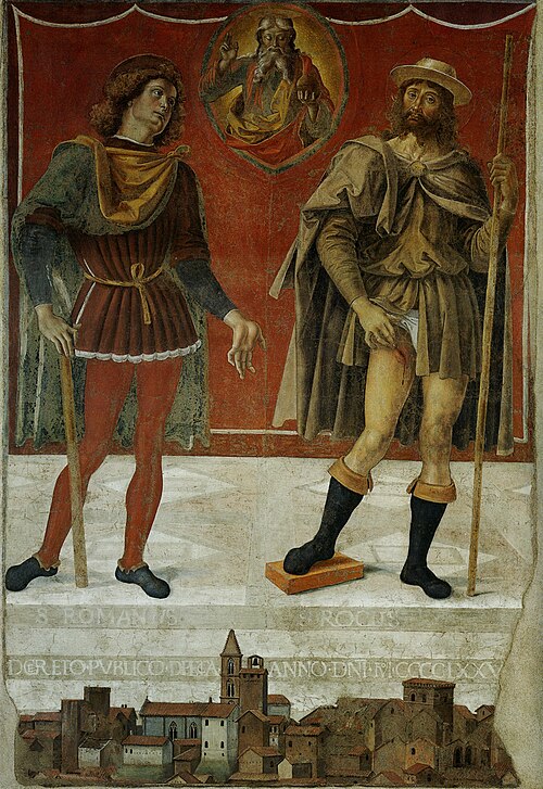 Le Père éternel bénissant avec les saints Roch et Romain, 1477, Le Pérugin