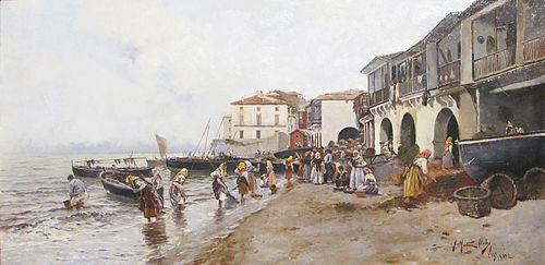 Gathering Seaweed on the Banks of the Berbés, 1892, Juan Martínez Abades
