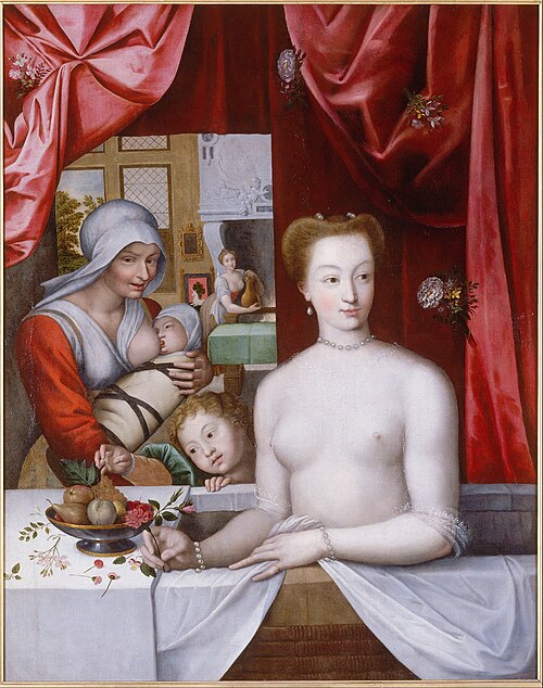 Gabrielle d'Estrées au bain, 1600, École de Fontainebleau